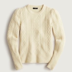 New! J. Crew sz XXL XX-Large Ivory White Wool Cable-knit Crewneck Sweater NWT